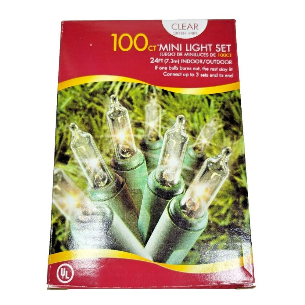 Walmart 100ct Mini String Lights NEW Clear White Bulb / Green Wire 24ft